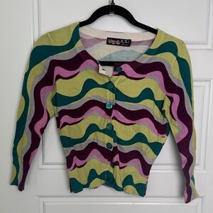 Forever 21 Vintage Groovy Print Cardigan (Size S)